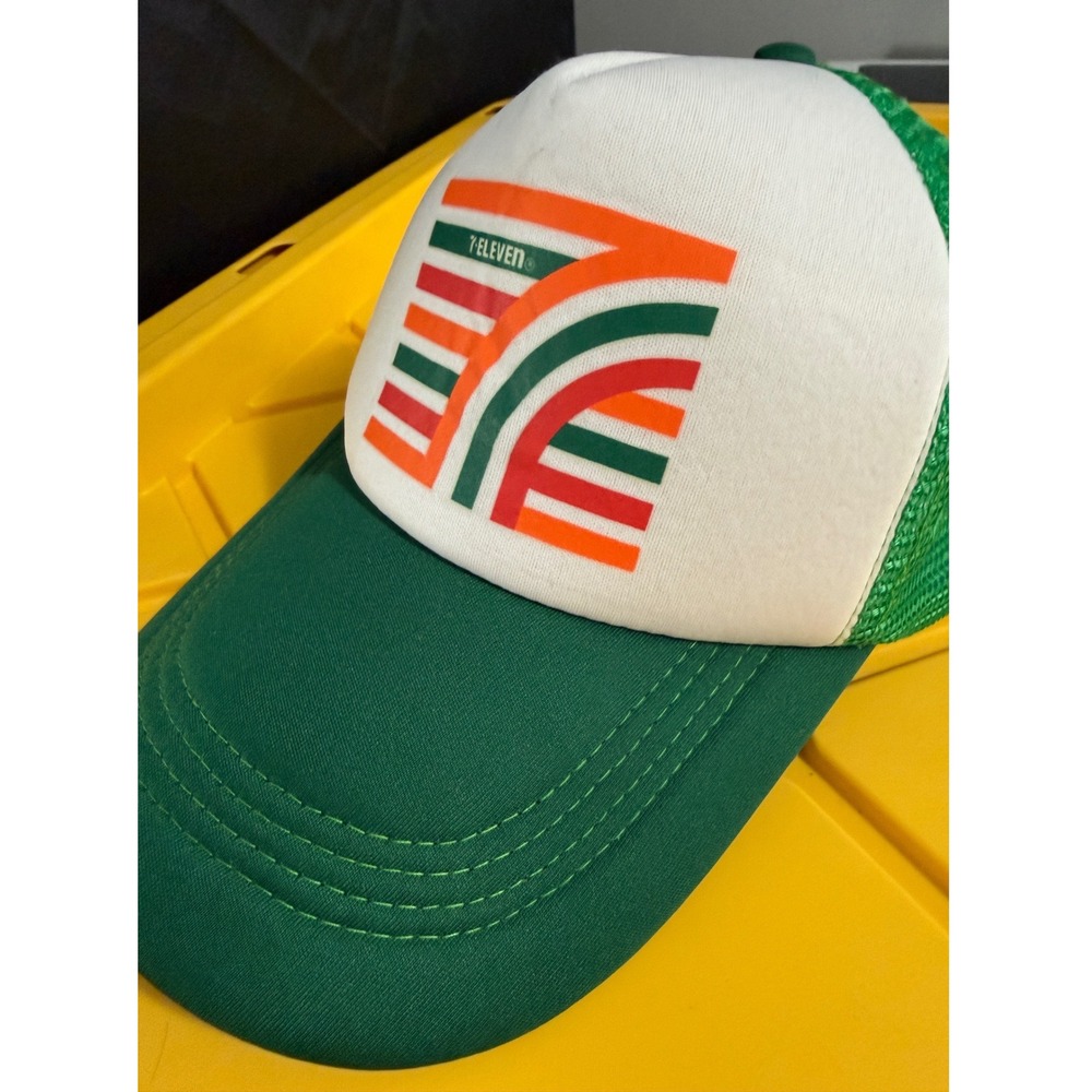 7-Eleven Trucker Hat Retro Logo Green White Mesh Snapback Cap 711 Gas Hat